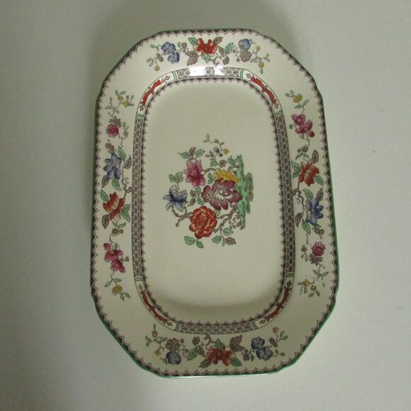Vintage 10.5" oblong serving plate, Chinese Rose, Copeland Spode, SMALL CHIP - Picture 6 of 16